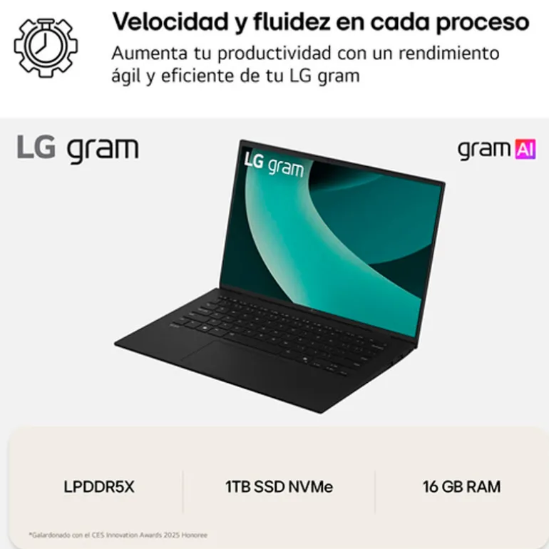 Portátil LG Gram 17Z90T U7-255H 16GB 1TB 17" W11H