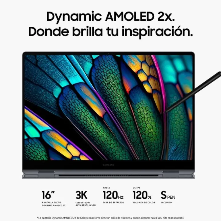 Portátil Samsung Galaxy Book4 Pro 360 U7-155H 16GB 512GB 16" W11P