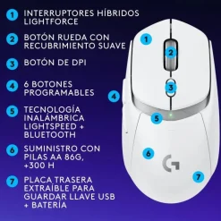 Ratón Logitech G G309 Lightspeed 2560 DPI Blanco