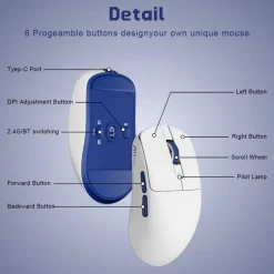 Ratón Royal Kludge RKM30 12000 Dpi 41g Wireless White Blue