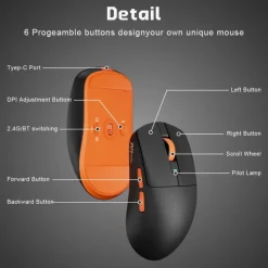 Ratón Royal Kludge RKM30 12000 Dpi 41g Wireless Black Orange