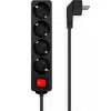 Regleta Aisens Base Multiple 4 Tomas Con Interruptor 1.4 m Negro