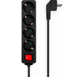 Regleta Aisens Base Multiple 4 Tomas Con Interruptor 1.4 m Negro