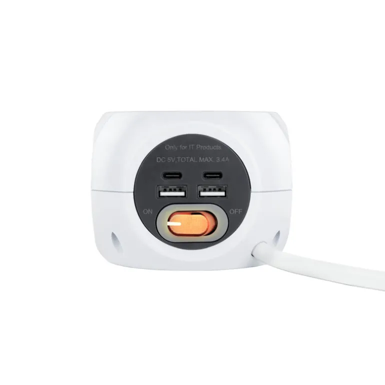 Regleta Nanocable Base Enchufe 4 USB Blanco