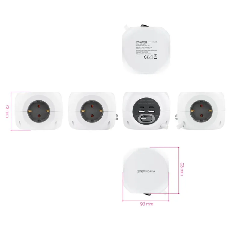Regleta Nanocable Base Enchufe 4 USB Blanco