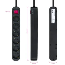 Regleta Nanocable Interruptor 6 Tomas 1.4m Negro