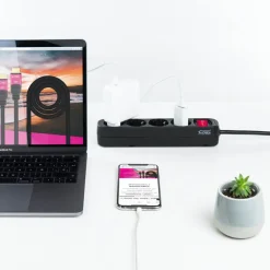 Regleta Nanocable Interruptor 4 Tomas 1.4m Negro