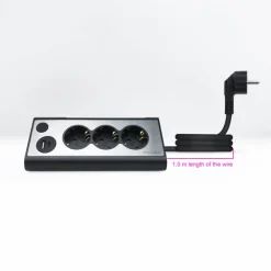 Regleta Nanocable Interruptor 3 Tomas USB-A + USB-C + Luz Negro