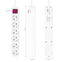 Regleta Nanocable Interruptor 6 Tomas 1.4m Blanco