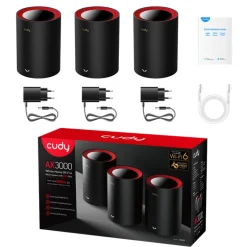 Repetidor Cudy M3000 Mesh 2.5G Wi-Fi 6 Triple Pack Negro