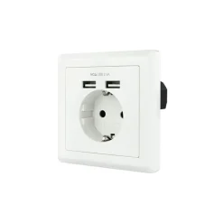 Roseta Nanocable Enchufe Pared Schuko + 2 USB 2.4A