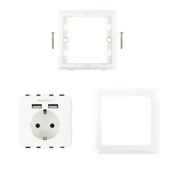 Roseta Nanocable Enchufe Pared Schuko + 2 USB 2.4A