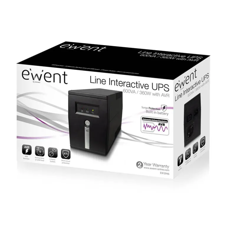 SAI Ewent EW3946 Line Interactive UPS 600VA 360W