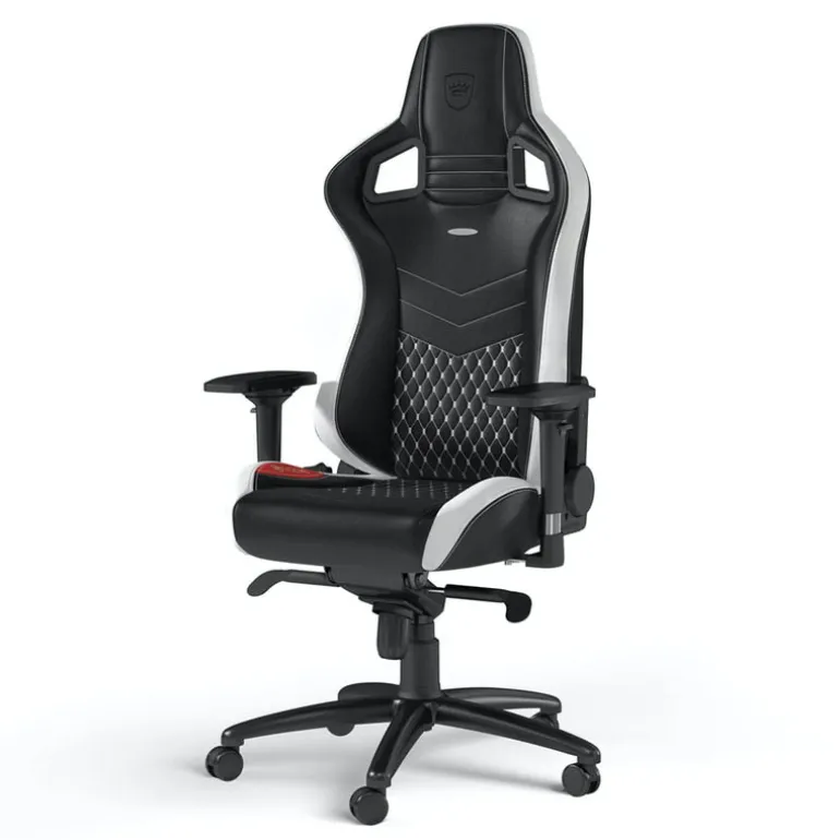 Silla Gaming Noblechairs Epic Real Cuero Blanco Rojo