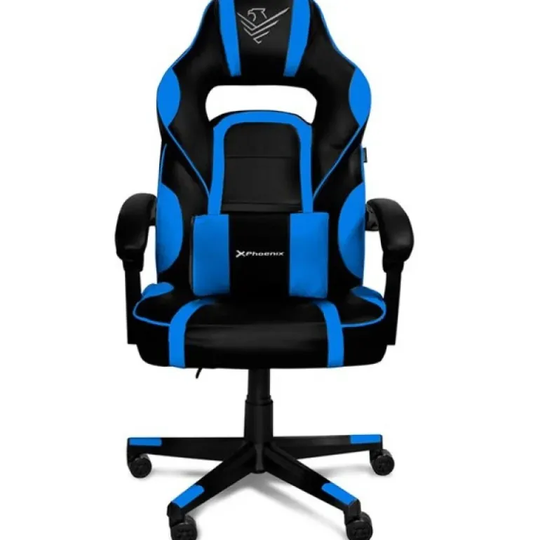 Silla Gaming Phoenix Trophy Cuero Negro/Azul