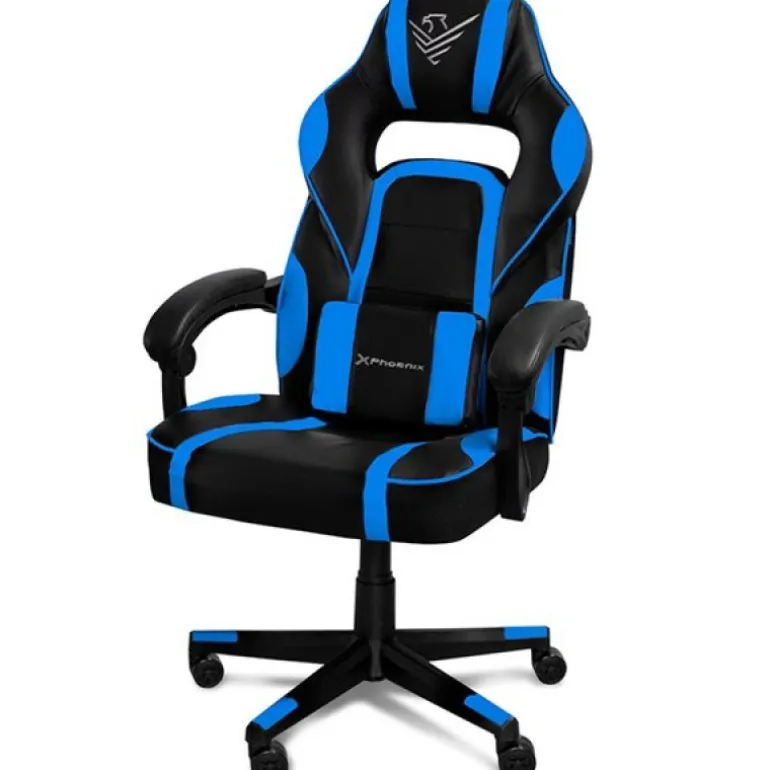Silla Gaming Phoenix Trophy Cuero Negro/Azul
