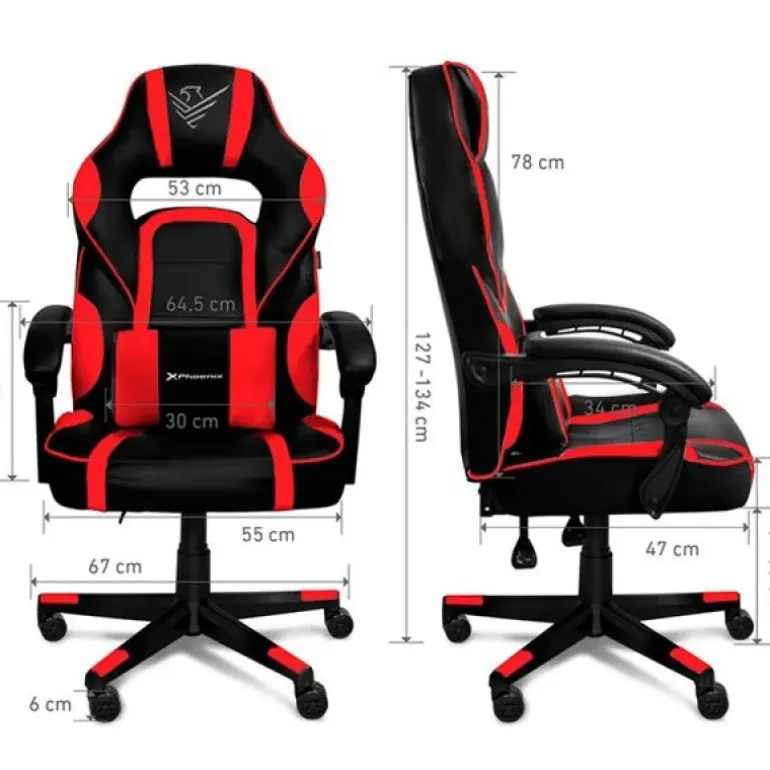 Silla Gaming Phoenix Trophy Cuero Negro/Rojo