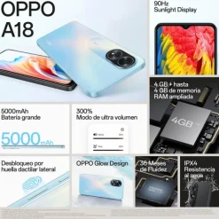 Smartphone/Móvil Oppo A18 6.56" 4GB 128GB 4G Azul