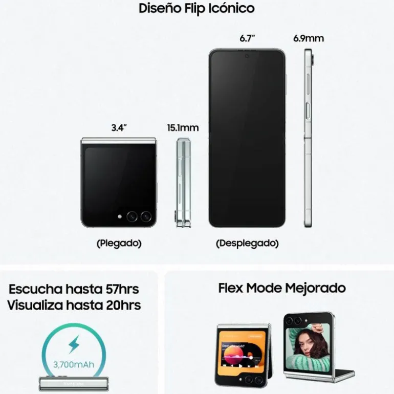 Smartphone/Móvil Samsung Galaxy Z Flip5 6.7" 8GB 256GB 5G Gris