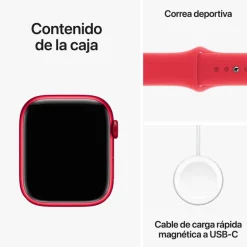 Smartwatch Apple Watch Series 9 45mm Caja Aluminio Rojo Correa Deportiva (PRODUCT) RED S/M