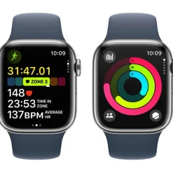 Smartwatch Apple Watch Series 9 41mm Caja Acero Plata Correa Deportiva Azul M/L