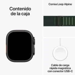 Smartwatch Apple Watch Ultra 2 2024 49mm GPS+Cell Caja Titanio Negro Pulsera Loop Alpine Verde Oscuro S