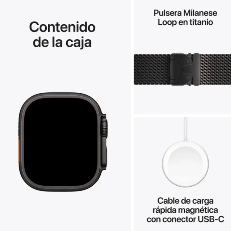 Smartwatch Apple Watch Ultra 2 2024 49mm GPS+Cell Caja Titanio Negro Pulsera Milanese Loop L
