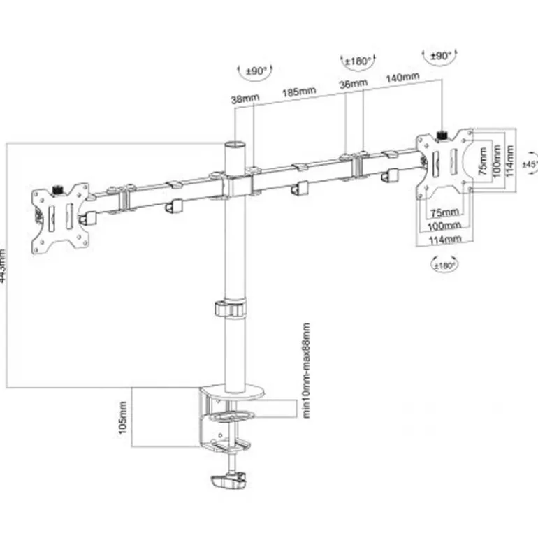 Soporte Monitor Ewent EW1512 Brazo Dos Monitores 13-27"