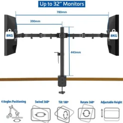 Soporte Monitor Ewent EW1512 Brazo Dos Monitores 13-27