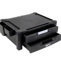 Soporte Monitor iggual EM2C Elevador 2 Cajones Negro