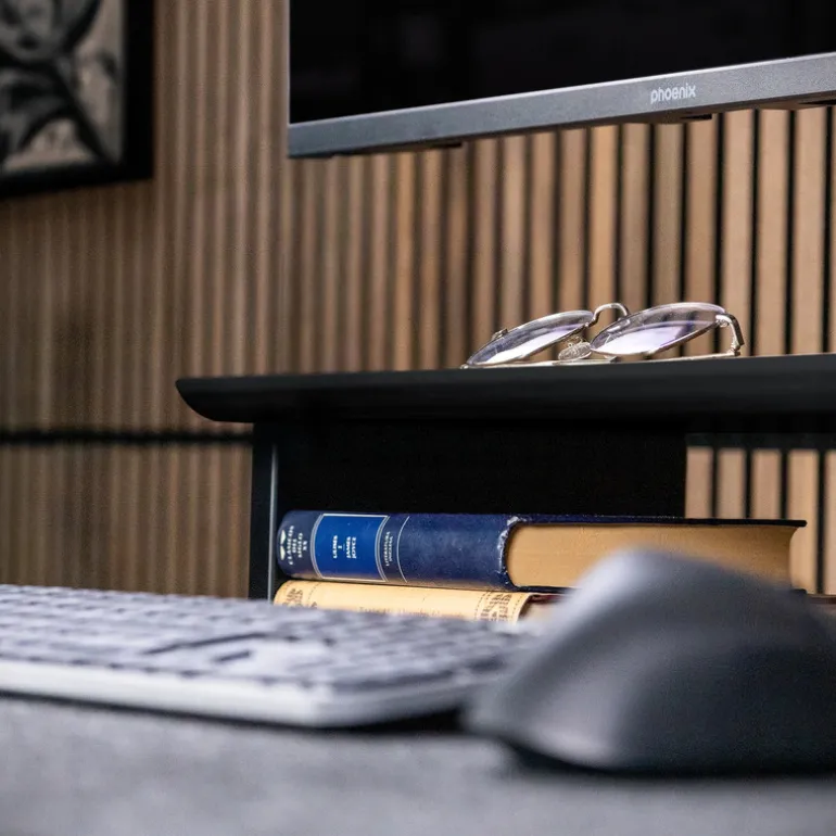 Soporte Monitor Phoenix Harmony Elevador Madera Negro