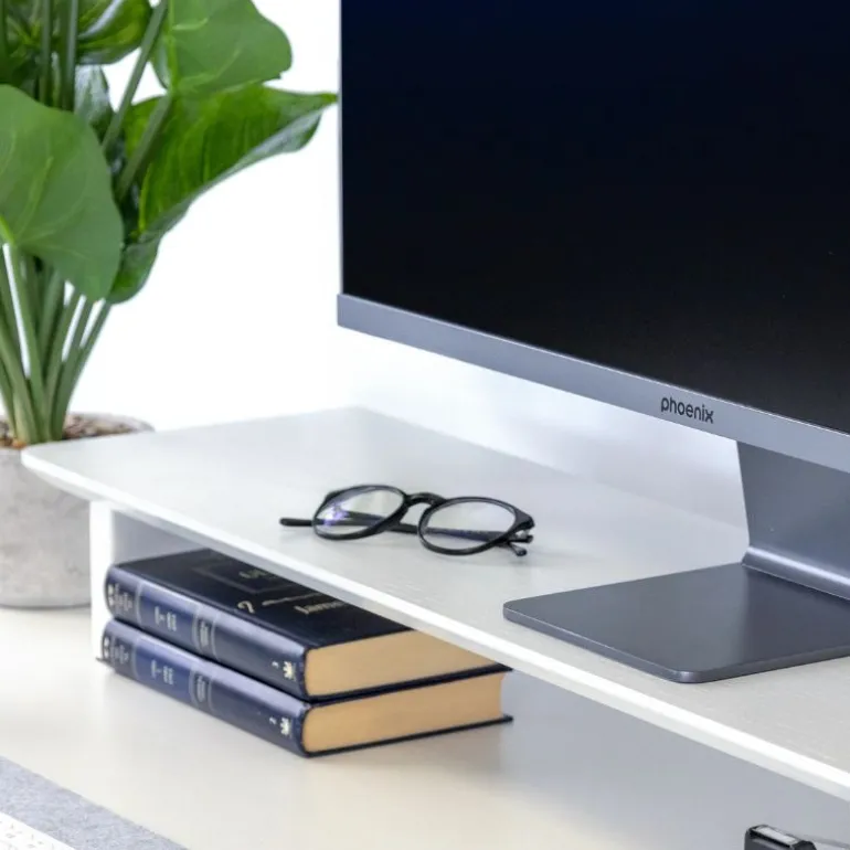 Soporte Monitor Phoenix Harmony Elevador Madera Blanco