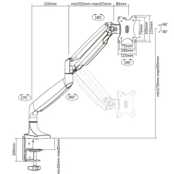 Soporte TooQ DB3032TNR-S Soporte Monitor Giratorio 13