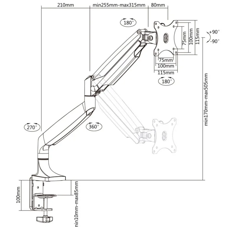 Soporte TooQ DB3032TNR-S Soporte Monitor Giratorio 13" 32"