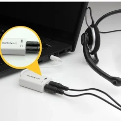 Startech Adaptador Auriculares Micrófono Mini-Jack 3.5mm 4 Pines Conectores Auriculares - Adaptador