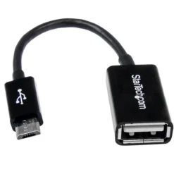 Startech Cable Adaptador 12cm Micro USB Macho a USB A Hembra OTG Para Tablets Smartphones - Negro -
