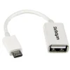 Startech Cable Adaptador Micro USB a USB OTG Blanco de 12cm - Macho a Hembra - Cable USB