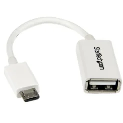 Startech Cable Adaptador Micro USB a USB OTG Blanco de 12cm - Macho a Hembra - Cable USB