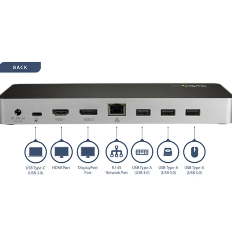 StarTech Dock USB C de Vídeo Doble 4K Windows o Mac - Dock Station