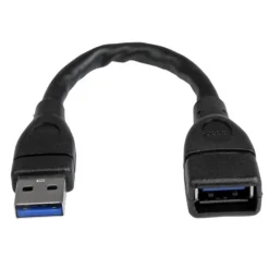 Startech Extensor USB 3.0 - USB 3.0 SuperSpeed 15cm Negro - Cable USB