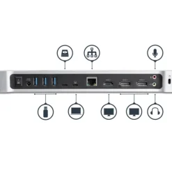 Startech USB-C Para Tres Monitores 4K Con 5x Puertos USB 3.0 - Dock Station
