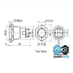 Switch DimasTech 19mm - LED Naranja