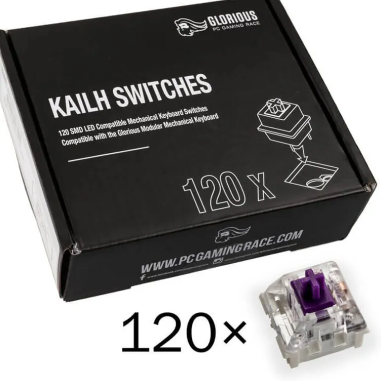 Switch Mecánico Glorious PC Gaming Race Pack 120 Switches Kailh Pro Purple