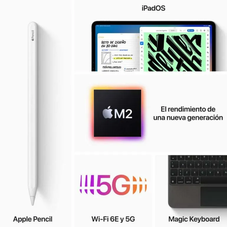 Tablet Apple iPad Pro 2022 12.9" M2 16GB 2TB Wi-Fi + Cellular Gris Espacial
