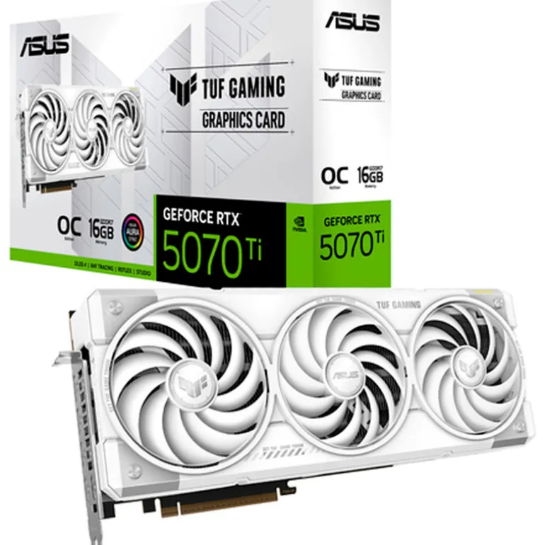 Tarjeta Gráfica Asus TUF Gaming RTX 5070 Ti OC White Edition 16GB GDDR7 DLSS4