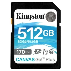 Tarjeta Memoria Kingston Canvas Go! Plus 512GB Clase 10 U3 V30