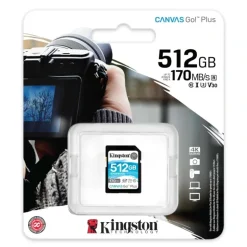 Tarjeta Memoria Kingston Canvas Go! Plus 512GB Clase 10 U3 V30