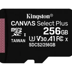 Tarjeta Memoria Kingston Canvas Select Plus microSDHC 256GB Clase 10 C/Adap