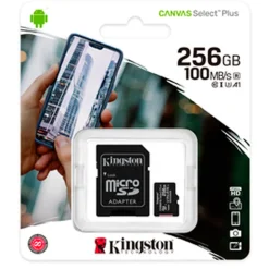 Tarjeta Memoria Kingston Canvas Select Plus microSDHC 256GB Clase 10 C/Adap