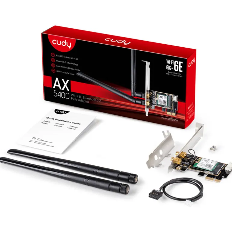 Tarjeta Red Cudy WE3000 AX5400 Wi-Fi 6 Bluetooth 5.2